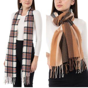 NWT JENNI SOFT SHADES OF BROWN/BLACK AND IVORY/BLACK/RED WITH FRINGE